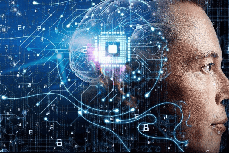 Ilustração mostrando os dois lados da IA: benefícios e riscos no ambiente de trabalho