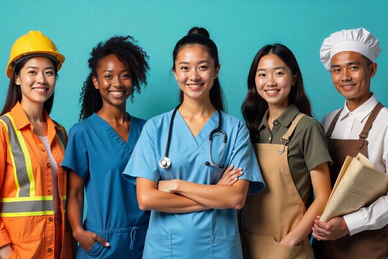 image of 5 students in different technical fields