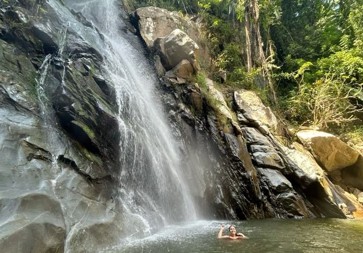 a person swimming in a body of water