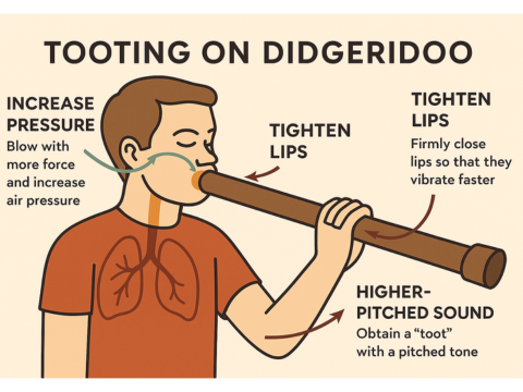poster showing picture of someone trying to play a toot on a didgeridoo