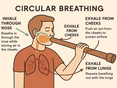 a flyer showing how to curcular breath with images and words. 