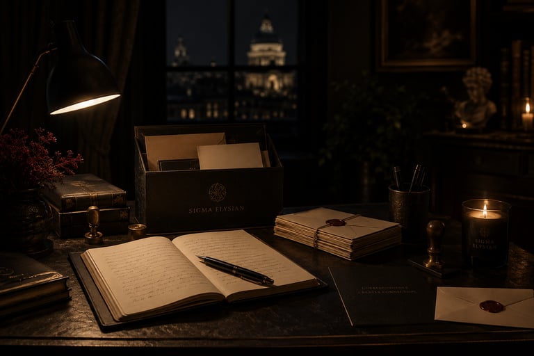 Cinematic workspace representing thoughtful inquiry and correspondence