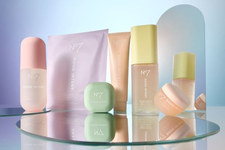 Marketing photo of Boots No7 Good Intent skincare range
