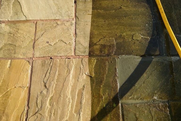 before and after patio pressure wash