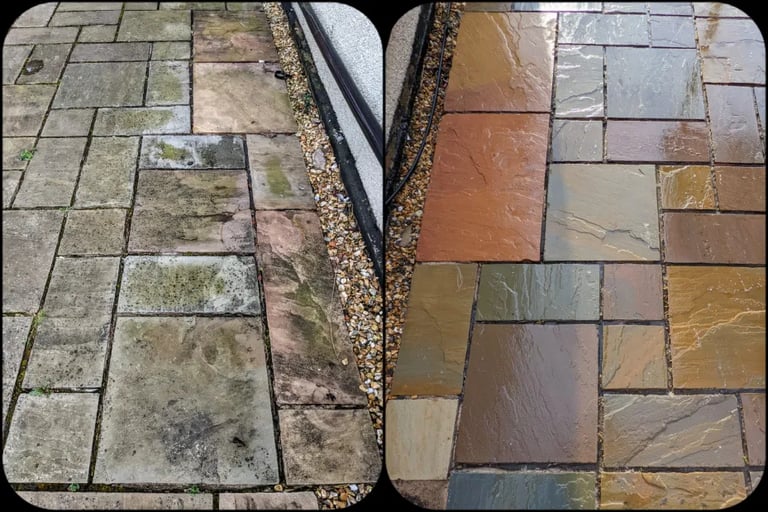 before and after patio wash