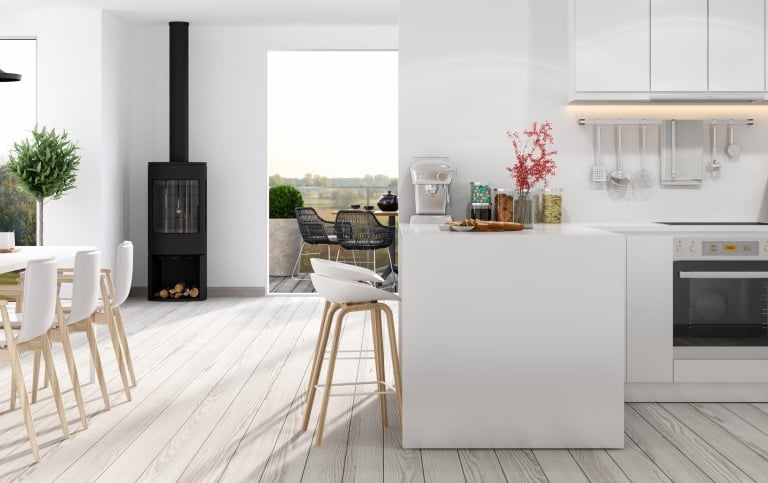 Sols chêne blanc pvc cuisine nordique