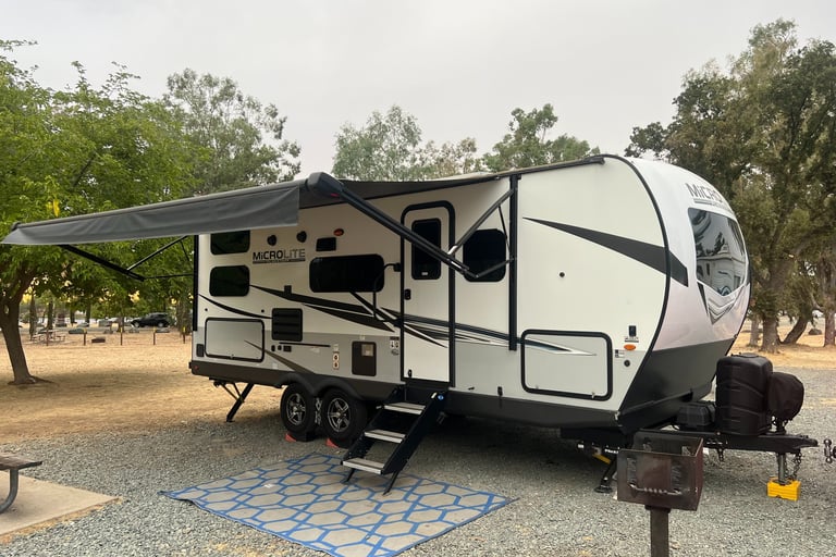 camping trailer at rancho seco recreation center