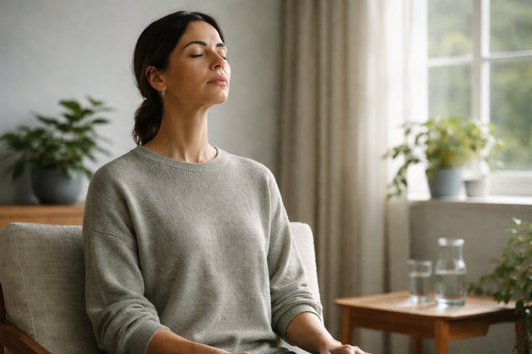 Pessoa percebendo sua respiração no frescor da manhã