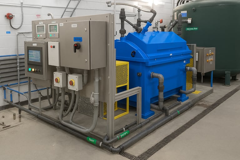 Avivid's Turbocoag(r) electrocoagulation unit set up on site.