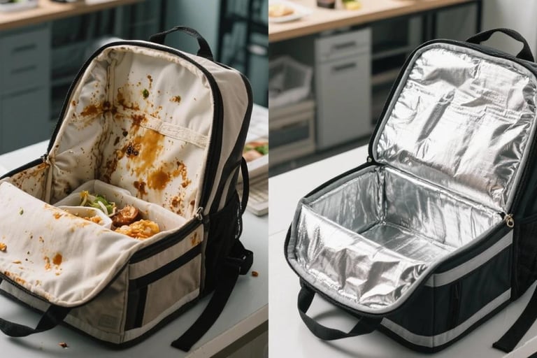 Comparación lado a lado del forro interior tradicional manchado vs. forro de película de aluminio li