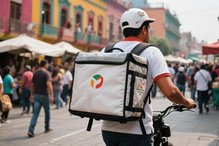 Courier effortlessly carrying the bag through crowded streets, highlighting strap design