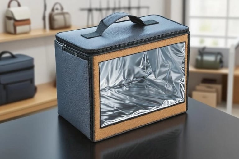 Cross-sectional view of the internal material layers in a single side wall of a food-delivery bag