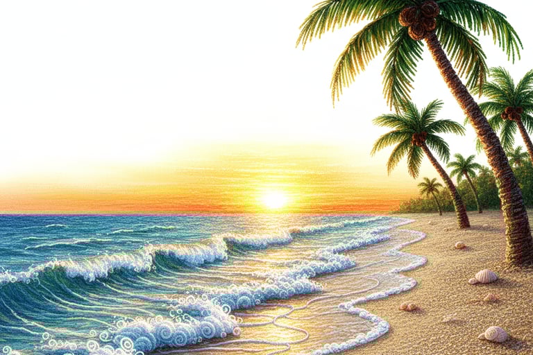 un atardecer la playa