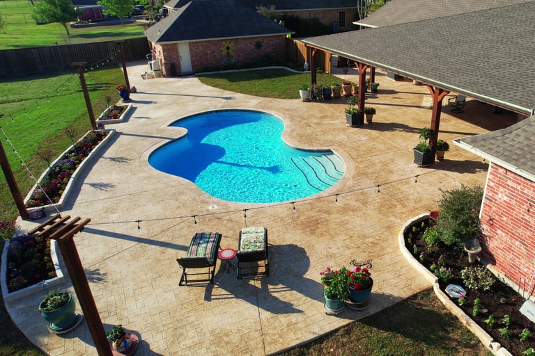 Pool with Patio Aerial View