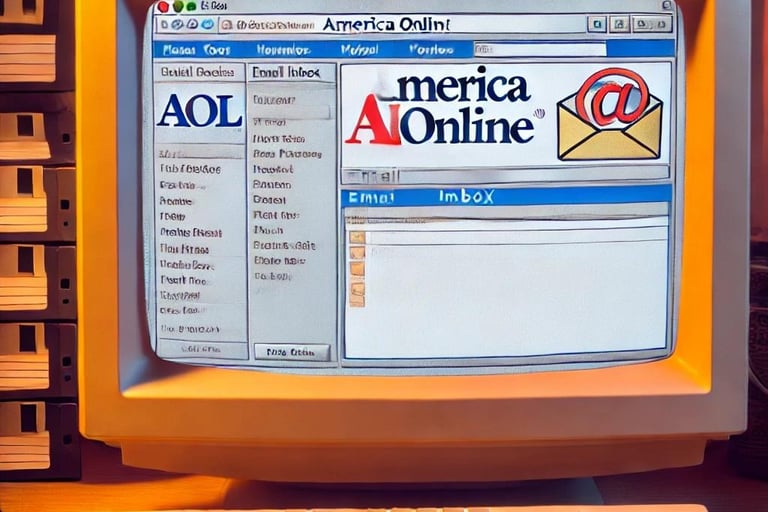 Vintage apple computer with AOL email
