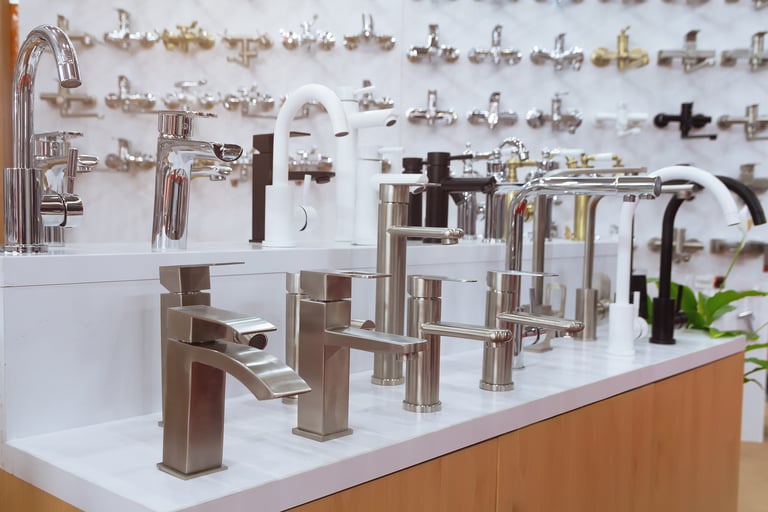 Display of bathroom fixtures