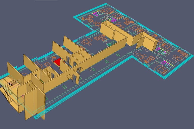 3D architectural model supporting CFD modelling and fire safety performance analysis