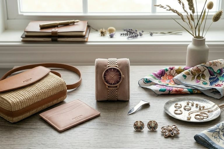 Women's fashion accessories including jewelry bags and trendy style items