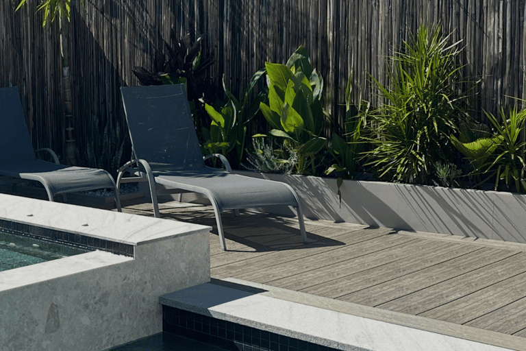 home pool planter fit to the space in the garden