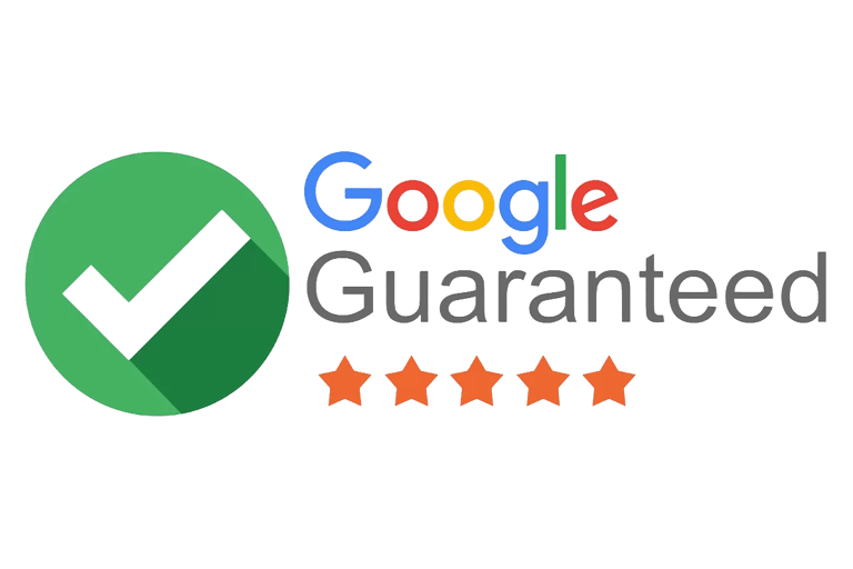 Google Guaranteed badge featuring a green checkmark icon and a five-star rating.