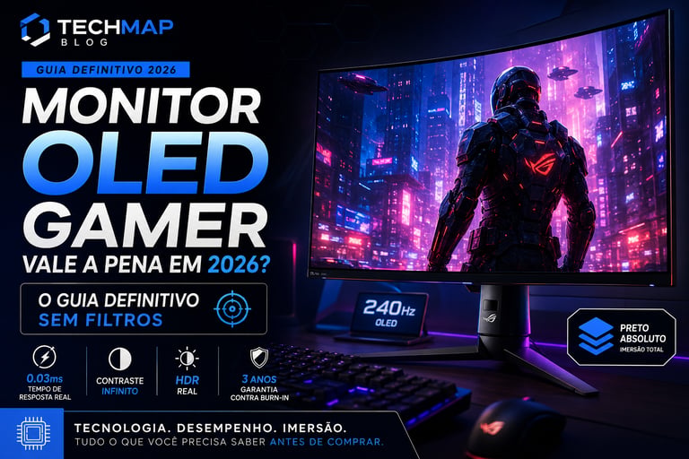 Curved 240Hz OLED gaming monitor displaying a high-tech futuristic sci-fi scene.