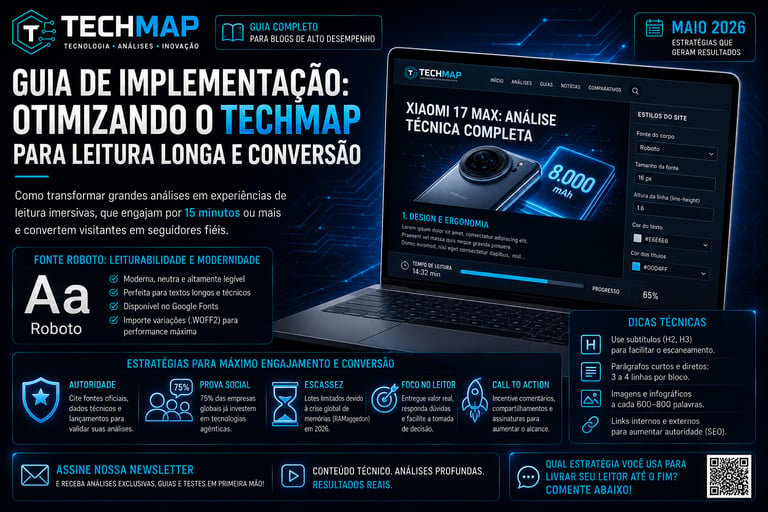 TechMap implementation guide for long-form reading and conversion optimization featuring a laptop displaying a smartphone