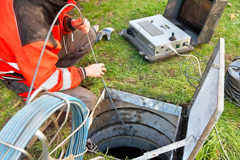 Blocked drain under sink with debris removed from pipe trap during plumbing maintenance