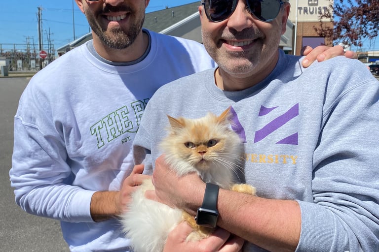 Peach Melba with new cat parents