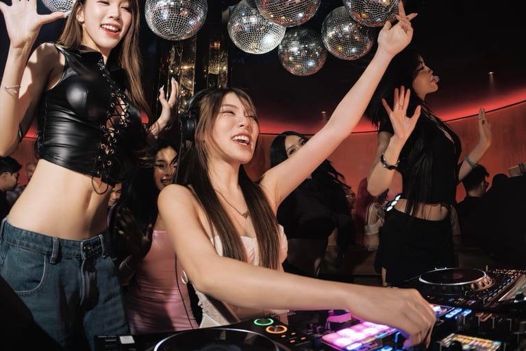 Fetti Social Club Night Club Asian girl DJ playing
