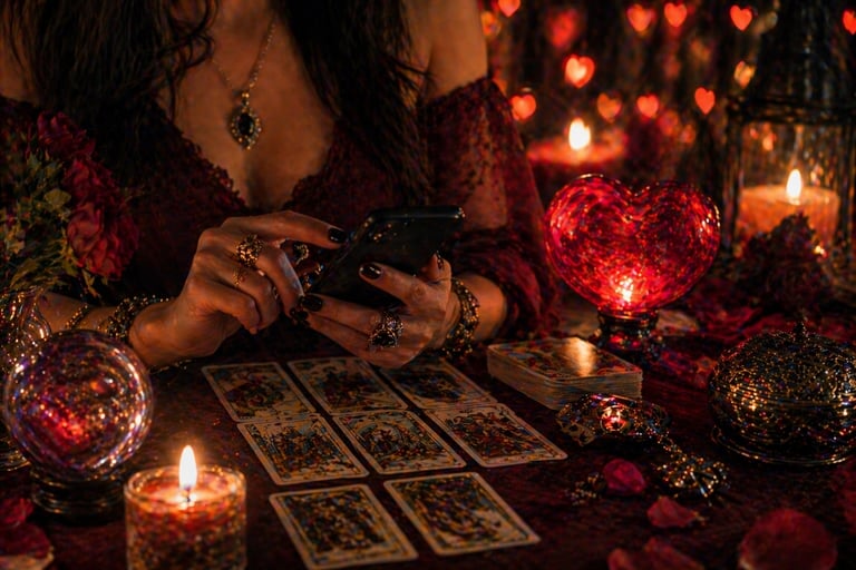 cartomante online amor realizando consulta de tarot para relacionamento e sentimentos 