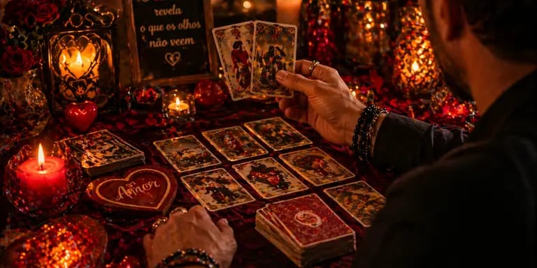 cartomante online realizando consulta de amor com tarot e baralho cigano oferecendo orientação