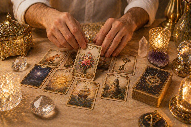 cartomante online baralho cigano realizando leitura lenormand em consulta espiritual profissional