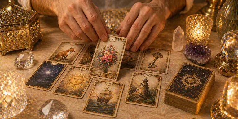 cartomante online baralho cigano realizando leitura lenormand em consulta espiritual profissional