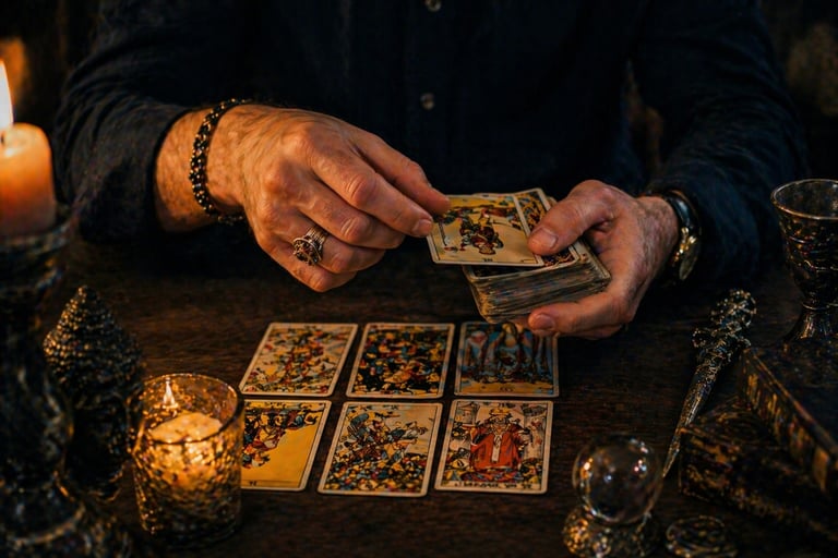 cartomante online realizando consulta de tarot profissional com leitura das cartas para orientação 