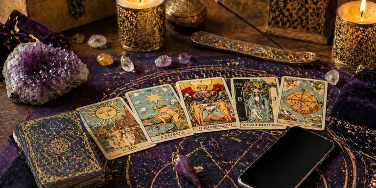 consulta cartomante online com tarot em mesa espiritual