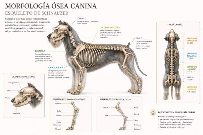 Esqueleto de un schnauzer morfologia canina