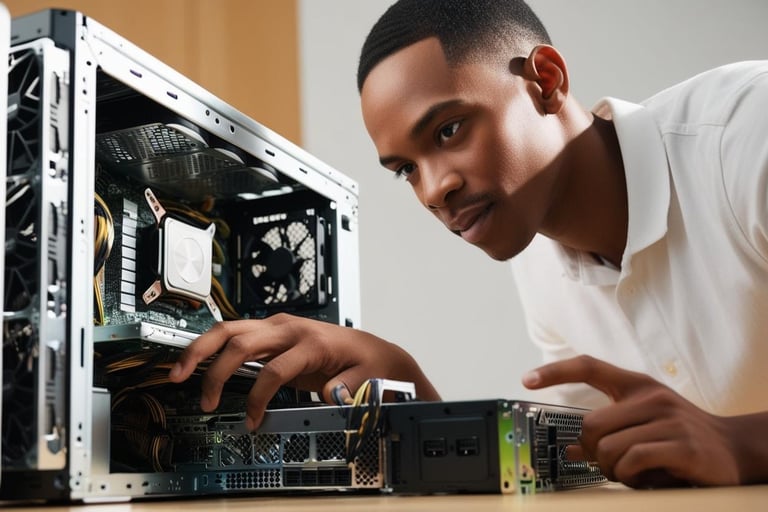 web development workspace IT network setup equipment professional tech support workstation