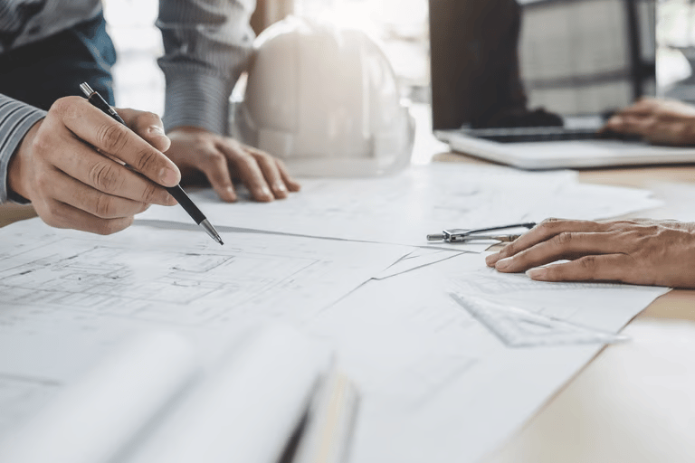 Obra de projetos de água e esgoto de engenharia civil