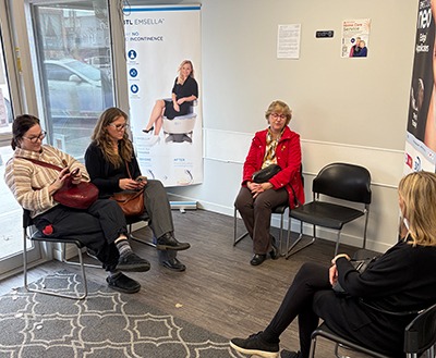 4 patients sitting in the Amaris Medical Centre in Stony Plain waiting room
