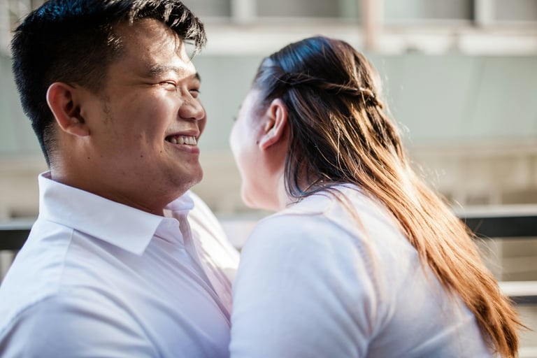 man looking at woman with obvious love and warmth in a quiet moment together