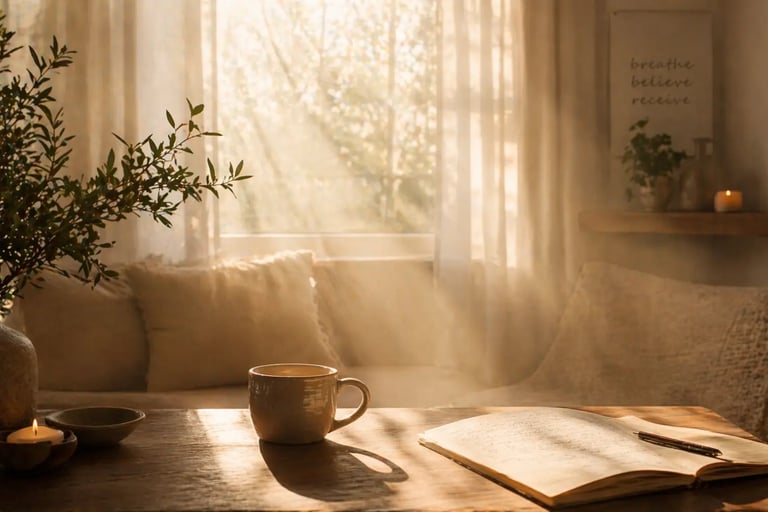 Peaceful spiritual energy representing a mediumship reading and connection to the spirit world with 