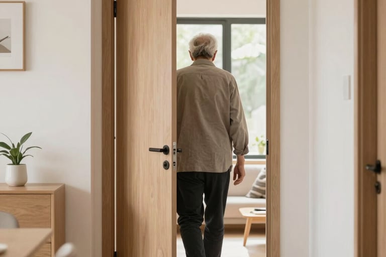 un hombre entra seguro en su vivienda