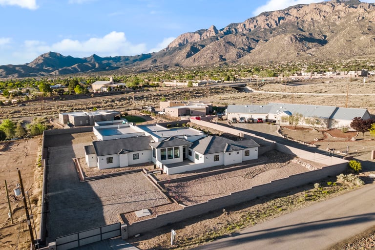 drone shot custom home construction