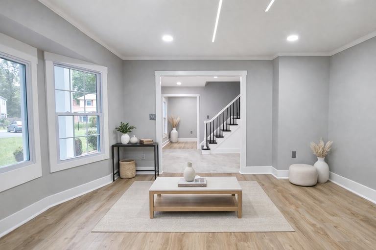 Full home renovation project in Alexandria VA with updated layout, new flooring, and modern interior