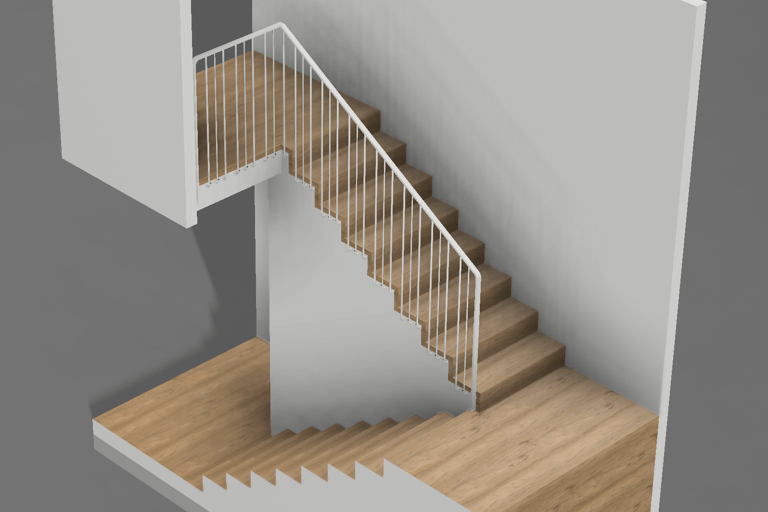 Garde-corps métallique d'escalier sur mesure conçu en modélisation 3D par 123METAL