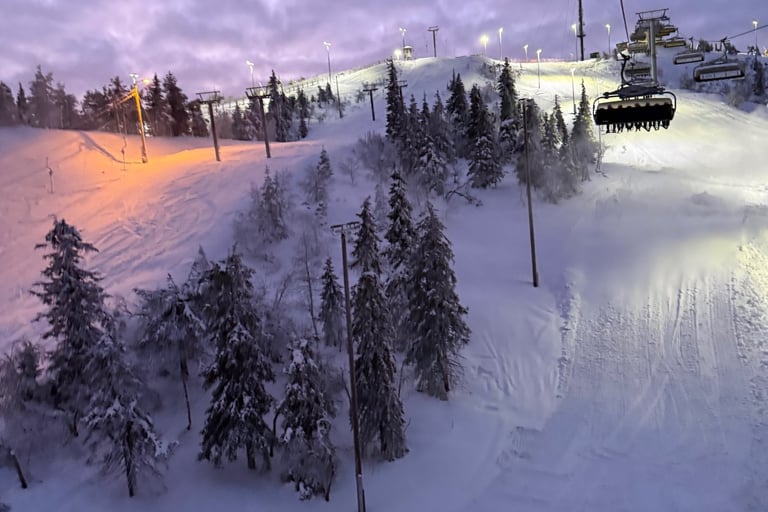 Flood lit skiing in ruka finland 