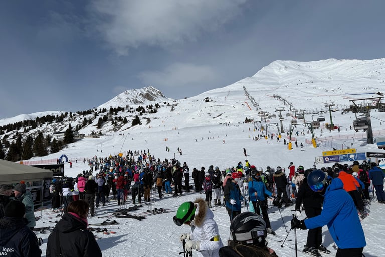 busy slopes in passo tonale italy