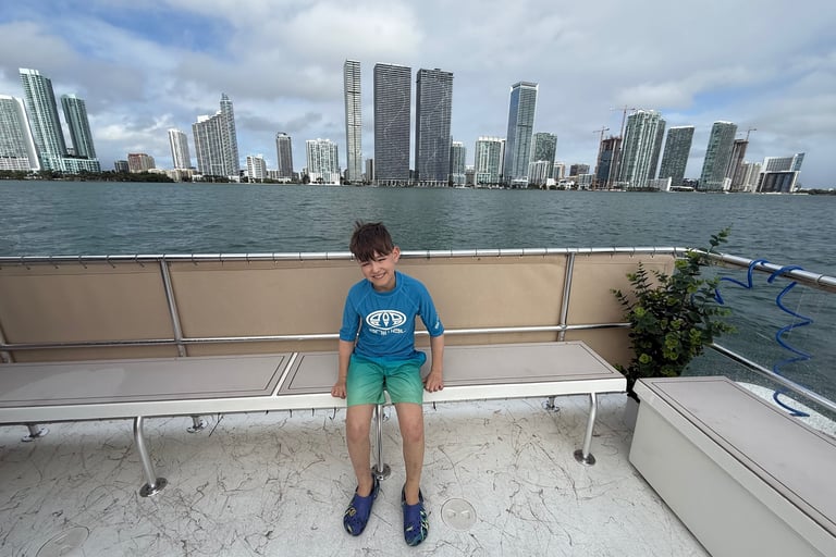 Miami skyline with kids