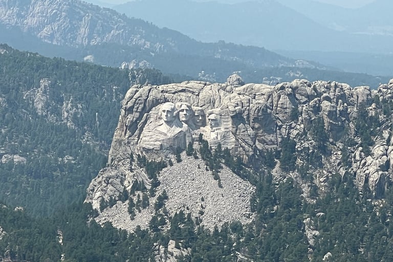 mount rushmore view from helicopter