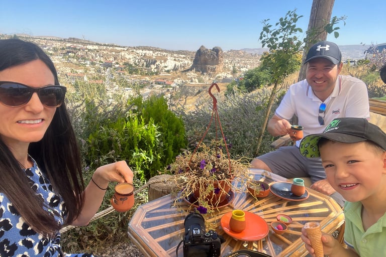 family drinking turkish coffee